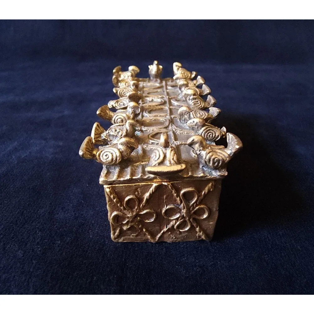 Vintage 1989 MMA Asante Gold Dust Box Brass Metropolitan Museum of Art Ashanti